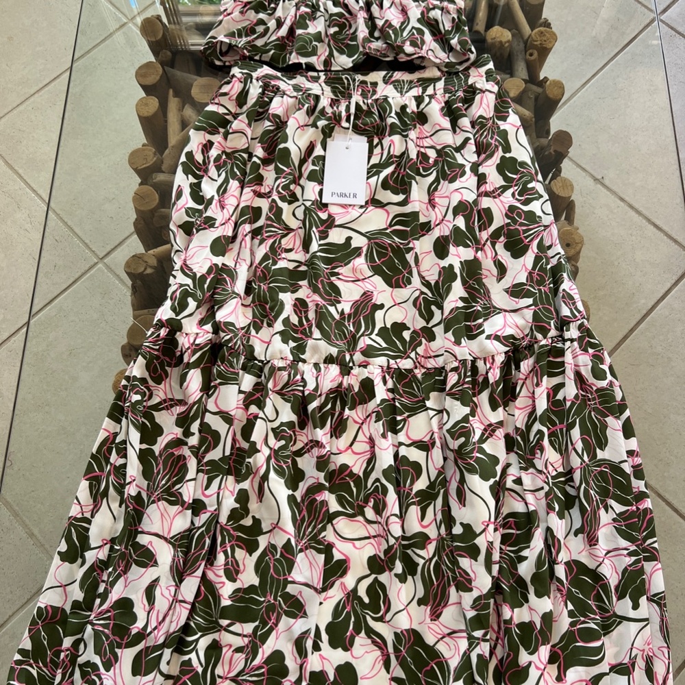 PARKER Floral Egret Tiered Midi Skirt - Picture 9 of 11